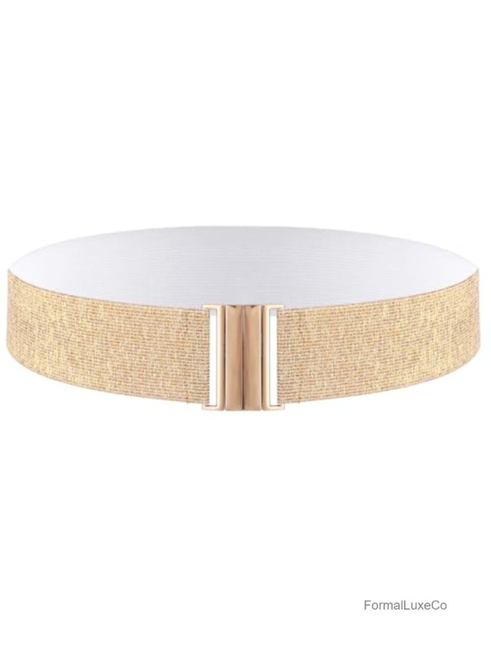 Wide Elastic Gold Belt for Women Dresses Vintage Waistband Alloy Buckle